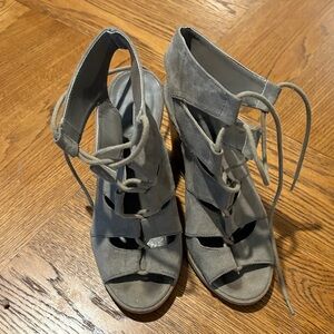 Gray Suede Women's Lace-Up Heels